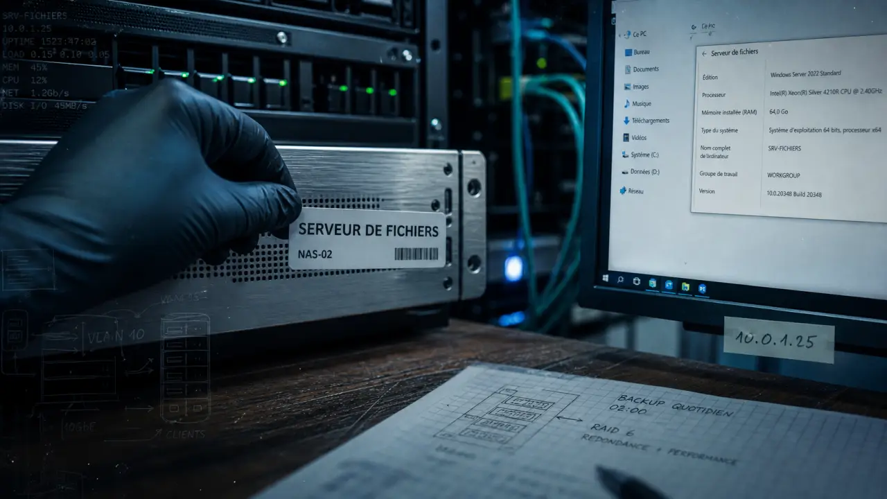 Serveur de fichiers pour partage réseau, droits d’accès et sauvegarde centralisée
