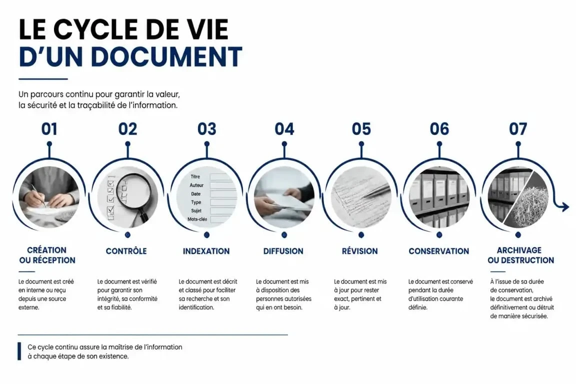 Gestion documentaire : cycle de vie d’un document de la création à l’archivage