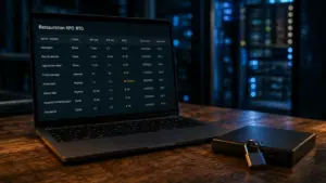 Solution de sauvegarde cloud : test de restauration RPO RTO sur laptop et disque verrouillé