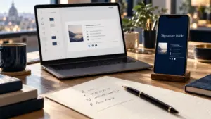Signature électronique mail : coordonnées lisibles sur mobile et en mode sombre